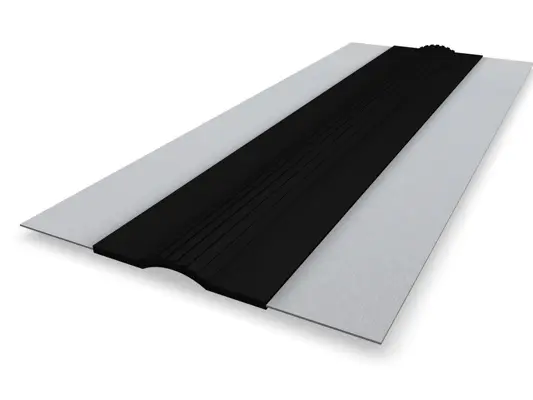 PREFA Elemento di dilatazione per grondaia cornicione, alluminio, nero, 6.000 x 375 mm, soluzione di tenuta di alta qualità per l'installazione di grondaie.