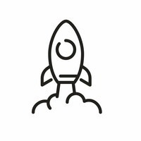 L'icona raffigura un razzo in fase di decollo, simbolo di progresso e innovazione.
