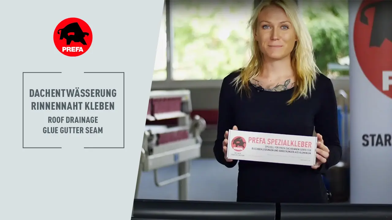 Miniatura per il video Youtube del canale PREFA Academy "Incollare la cucitura della grondaia"