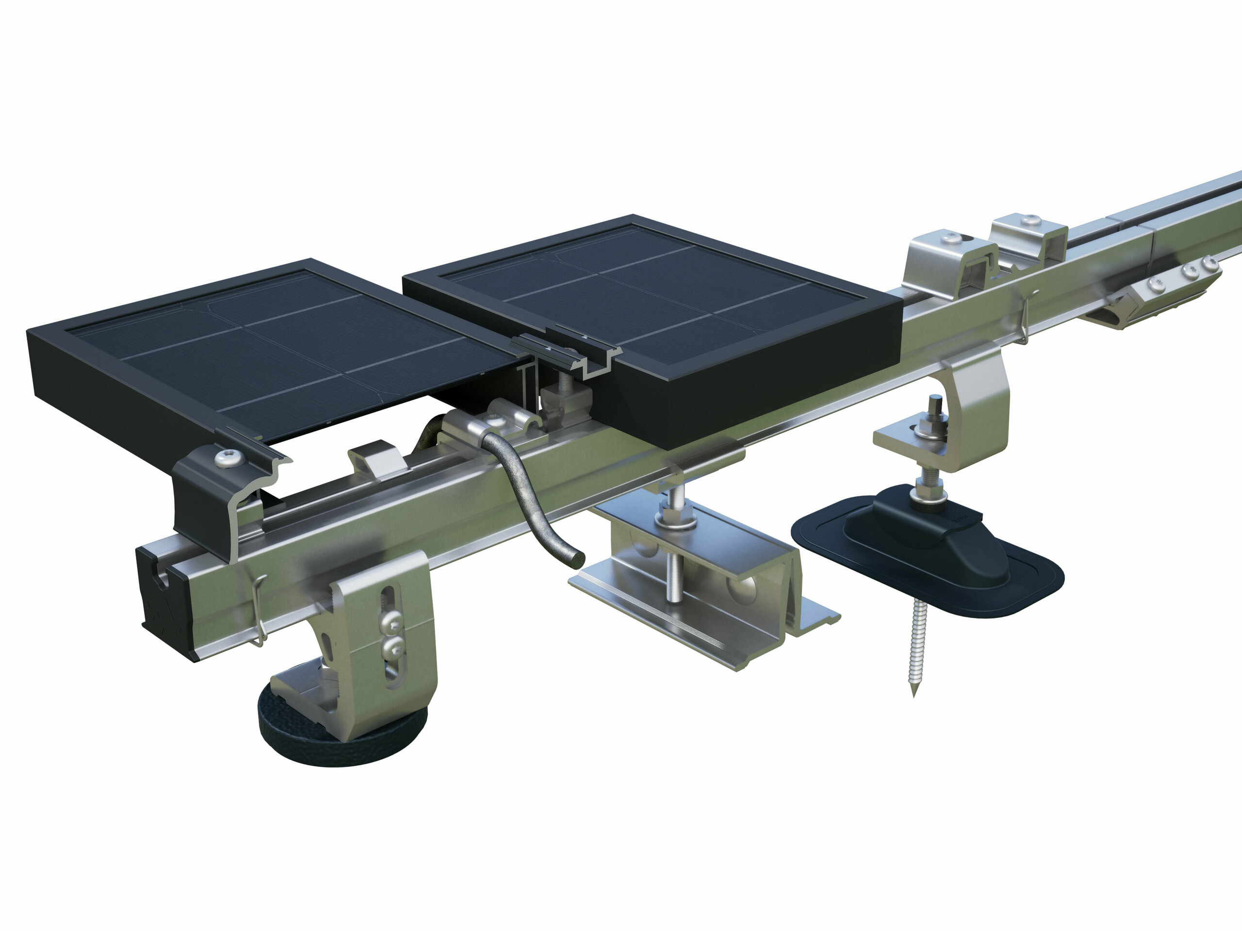 Binario PREFA per il montaggio di impianti fotovoltaici su tetti PREFA, con staffe PREVARIO 3.S, PREVARIO PREFALZ e PREVARIO Sunny.