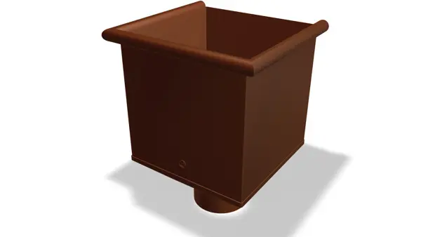 La cassetta raccolta acque PREFA, disponibile nelle dimensioni Ø 80, 100, 120 e 150 mm, serve per la raccolta e lo scarico mirato dell'acqua piovana nei sistemi di drenaggio dei tetti.