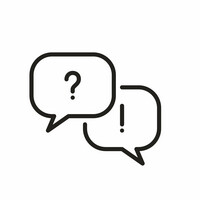 Due fumetti. Il fumetto in alto a sinistra contiene un punto interrogativo. Nel fumetto in basso a destra c'è un punto esclamativo.