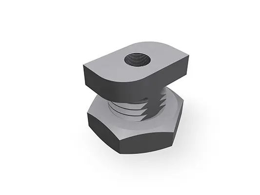 Staffa di fissaggio PREFA per tubi pluviali quadri, ideale per il fissaggio di tubi pluviali con filetto M10 senza chiodo.