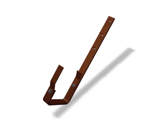 Cicogna per canali di gronda PREFA per canali quadri in marrone – robusto supporto per grondaie in alluminio, disponibile nelle misure 250, 333, 400 e 500 per uno smaltimento delle acque piovane di lunga durata
