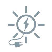 Graues Clipart einer Sonne mit Stecker